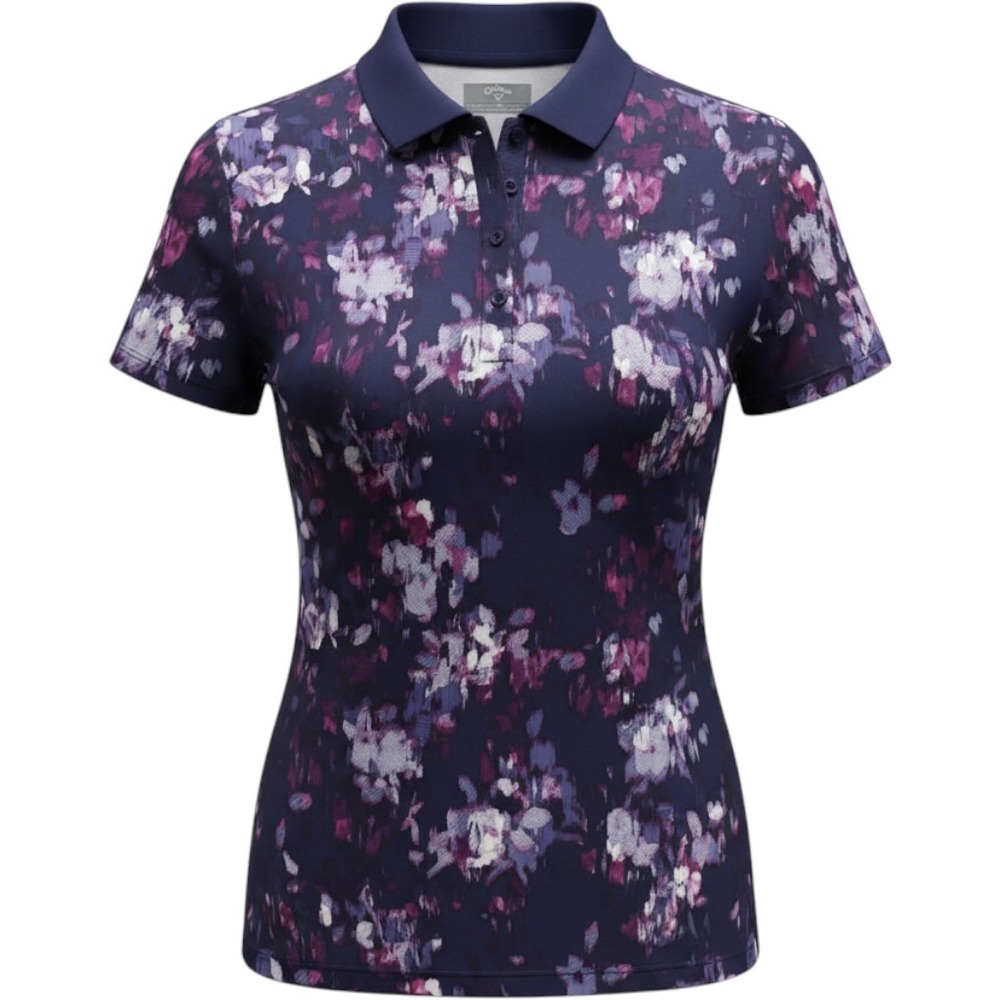 Callaway Womens Opti-Dri Golf Polo Shirt Medium Purple Floral Short Sleeve M